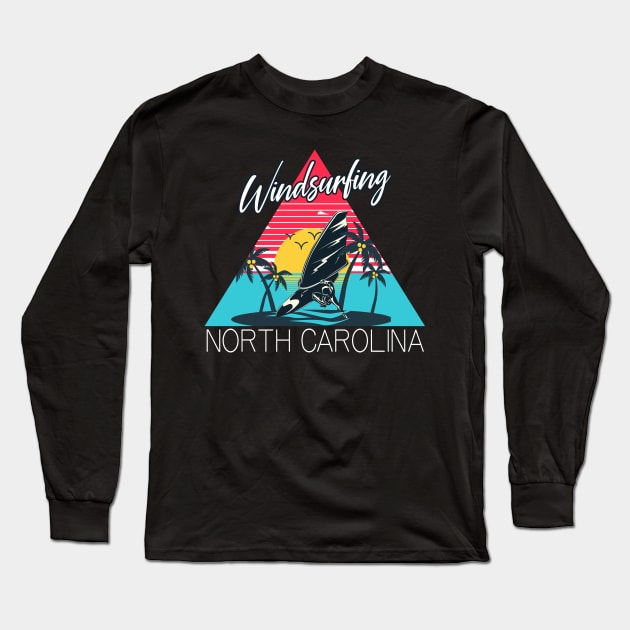 Windsurfing North Carolina Summer Beach Long Sleeve T-Shirt by Foxxy Merch